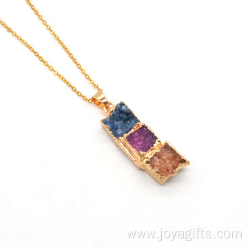 Fashion Jewelry Gilding Three Color Crystal Cluster Pendant for Girlfriend Birthday Gift